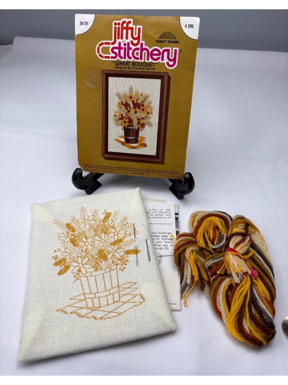Jiffy Stitchery Wheat Bouquet Embroidery Kit 1975 Sunset Designs Complete